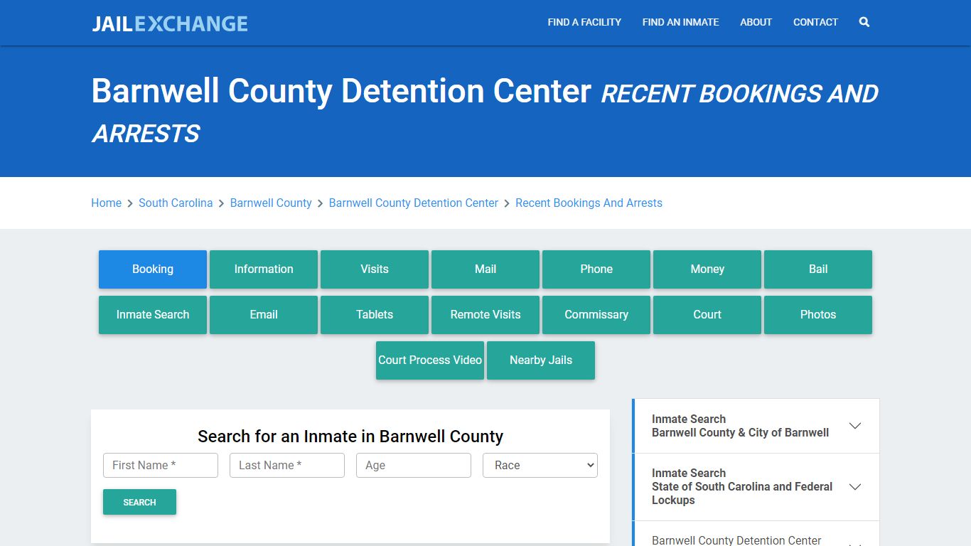 Barnwell County Detention Center Recent Bookings And Arrests