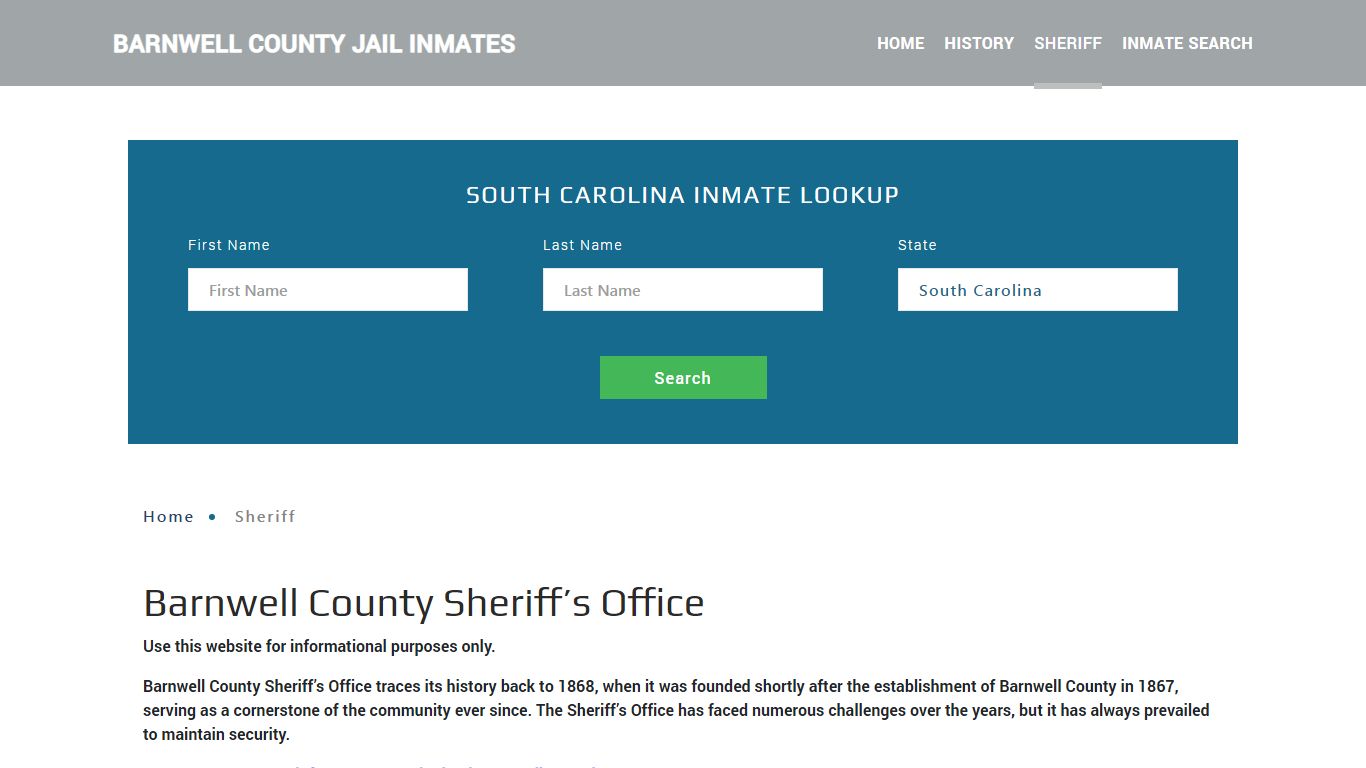 Barnwell County Sheriff, SC Arrest Warrant Lookup